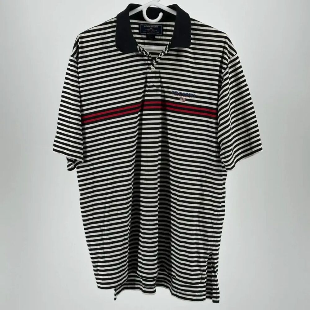 Vintage Polo Sport Ralph Lauren Striped Polo Rugby Short Sleeve Shirt Size XL